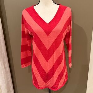 Gap Women's Pink & Red Valentines Wool Blend Chevron Sweater, Size Large